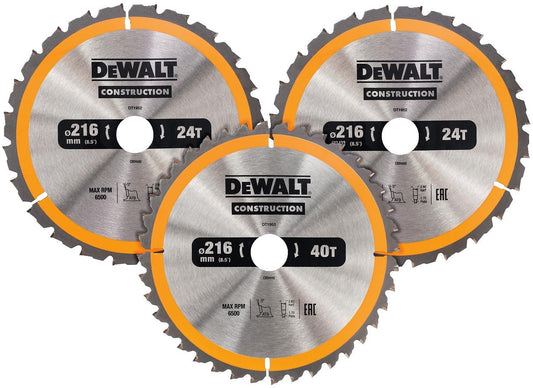 DT1962 Cirkelzaagbladen Set 216mm (2X 24T 1X 40T)