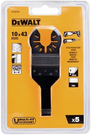 DT20726 Multitool Zaagblad HCS Precisie tbv Hout 10x43mm VE=5