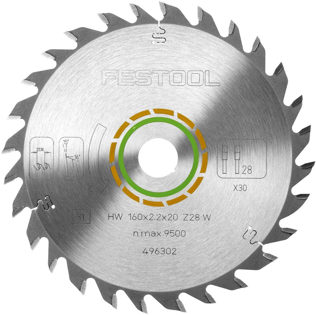 Festool Universal Circular Saw Blade 160x2.2x20 W28 496302