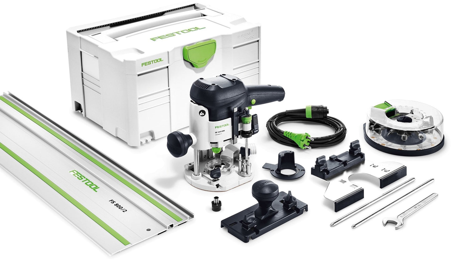 Festool OF 1010 EBQ-Set Oberfräse + Box-OF-S 8/10x HW + Führungsschiene FS 800/2 im Systainer 574384