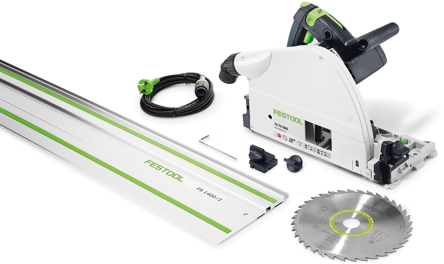 Festool TS 75 EBQ-FS Invalcirkelzaag met Geleiderail FS 1400/2 in doos 561185