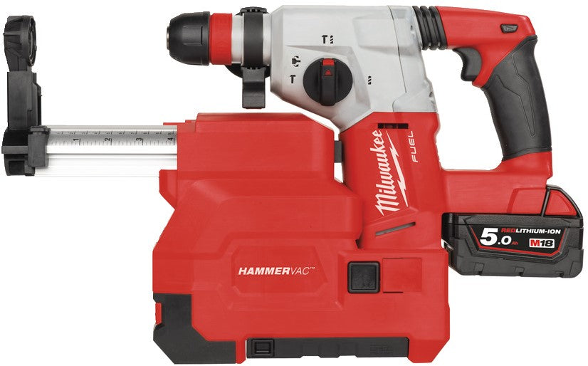 Milwaukee M18 CHXDE-502C Accu Boorhamer SDS+ 18V 5.0Ah Li-Ion + Stofafzuigunit M18 FUEL™ in koffer - 4933448185