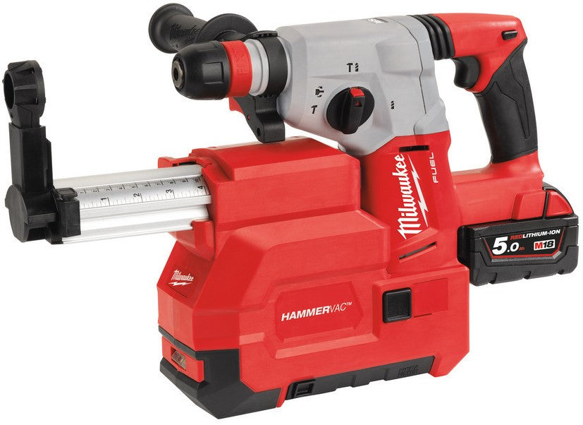 Milwaukee M18 CHXDE-502C Cordless Hammer Drill SDS+ 18V 5.0Ah Li-Ion + Dust extraction unit M18 FUEL™ in case - 4933448185