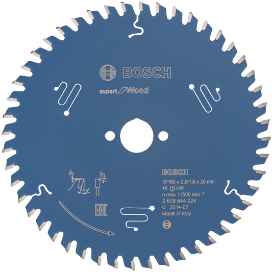 Bosch Blue Expert for Wood Circular Saw Blade 165x2.6/1.6x20mm 48T