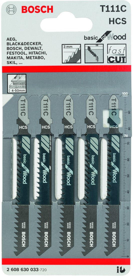 Bosch T111C Decoupeerzaagbladen Basic for Wood VE=5 - 2608630033