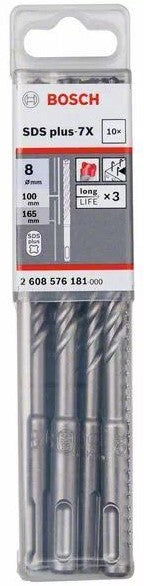 Bosch Blauw SDS-Plus boor Plus-7X 8x100x165mm 10st