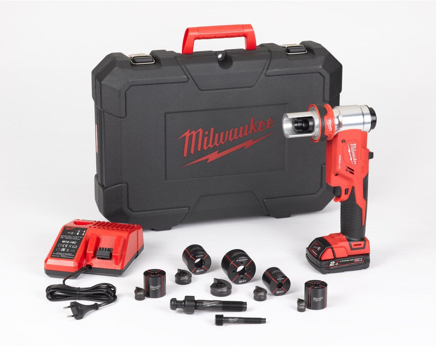 Milwaukee M18 HKP-201CA Accu Hydraulische Ponsmachine Set 18V 2.0Ah Li-Ion M18™ FORCE LOGIC™ in koffer - 4933451204
