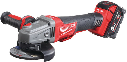 Milwaukee M18 CAG125XPDB-502X Cordless Angle Grinder 125mm with Quick Stop 18V 5.0Ah Li-Ion M18 FUEL™ in HD-Box - 4933451544