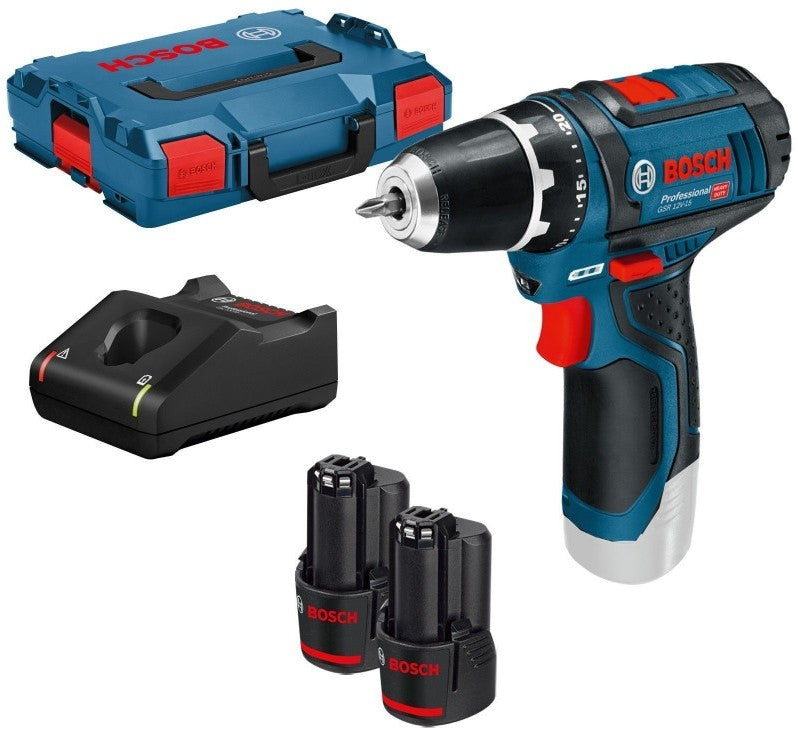 Bosch Professional GSR 12V-15 Cordless Drill Driver 12V 2.0Ah Li-ion in L-BOXX - 0601868109