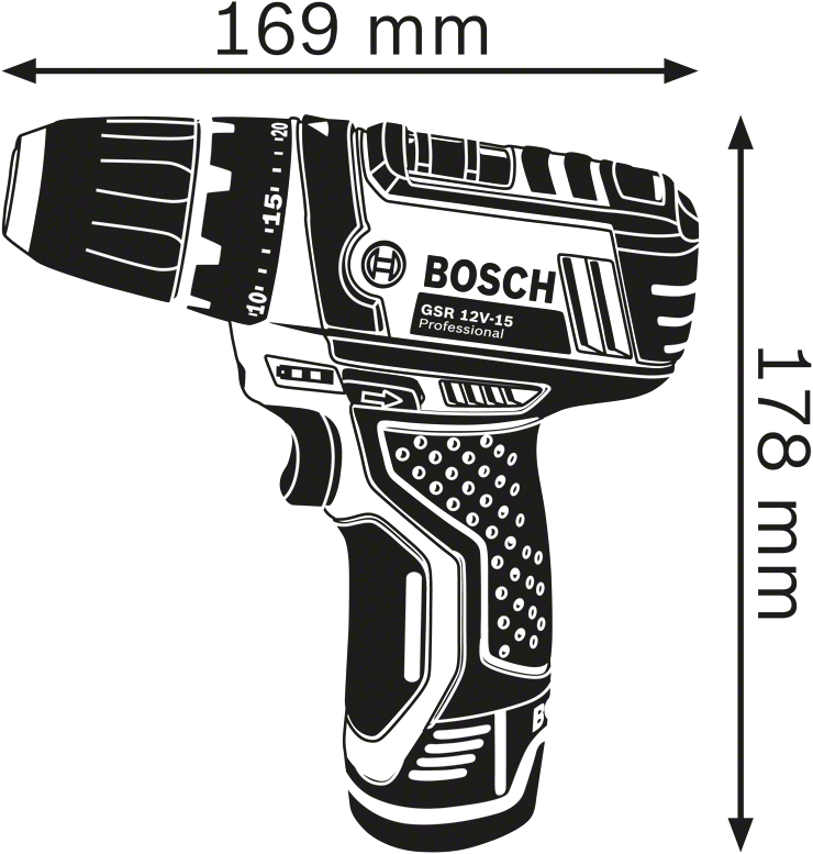 Bosch Professional GSR 12V-15 Akku-Bohrschrauber 12V 2,0Ah Li-ion in L-BOXX - 0601868109