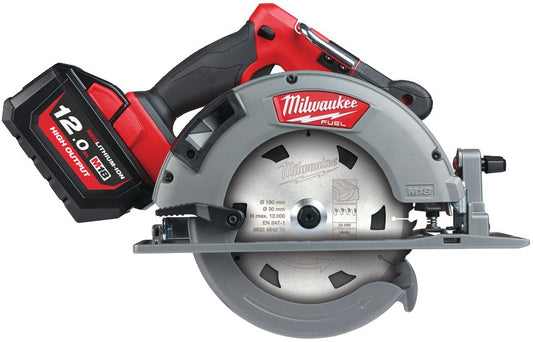 Milwaukee M18 FCS66-121C Cordless Circular Saw Machine 190mm for Wood and Plastic 18V 12Ah Li-Ion M18 FUEL™ in Case - 4933464586