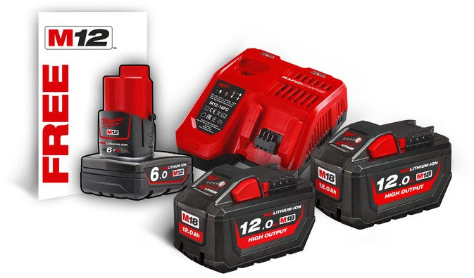 Milwaukee M18 HNRG-122 Accu pack 2x 18V 12.0Ah Li-Ion M18™ High Output™ NRG pack - 4933464261