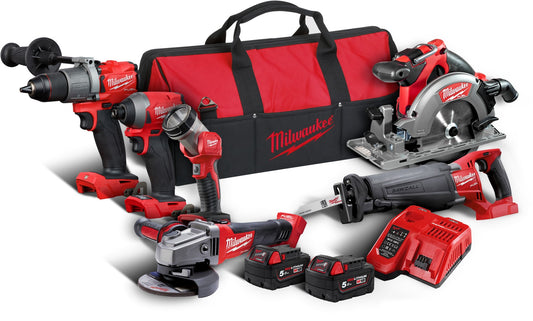 Milwaukee M18 FPP6C2-502B Accu Powerpack 6-delig 2x 18V 5.0Ah Li-Ion M18 FUEL™ in tas - 4933464592