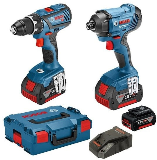 Bosch GSR 18V-28 Accu Schroefboormachine + GDR 18V-160 Accu Slagschroevendraaier 3 accu's 18V 4.0Ah Li-ion in L-Boxx