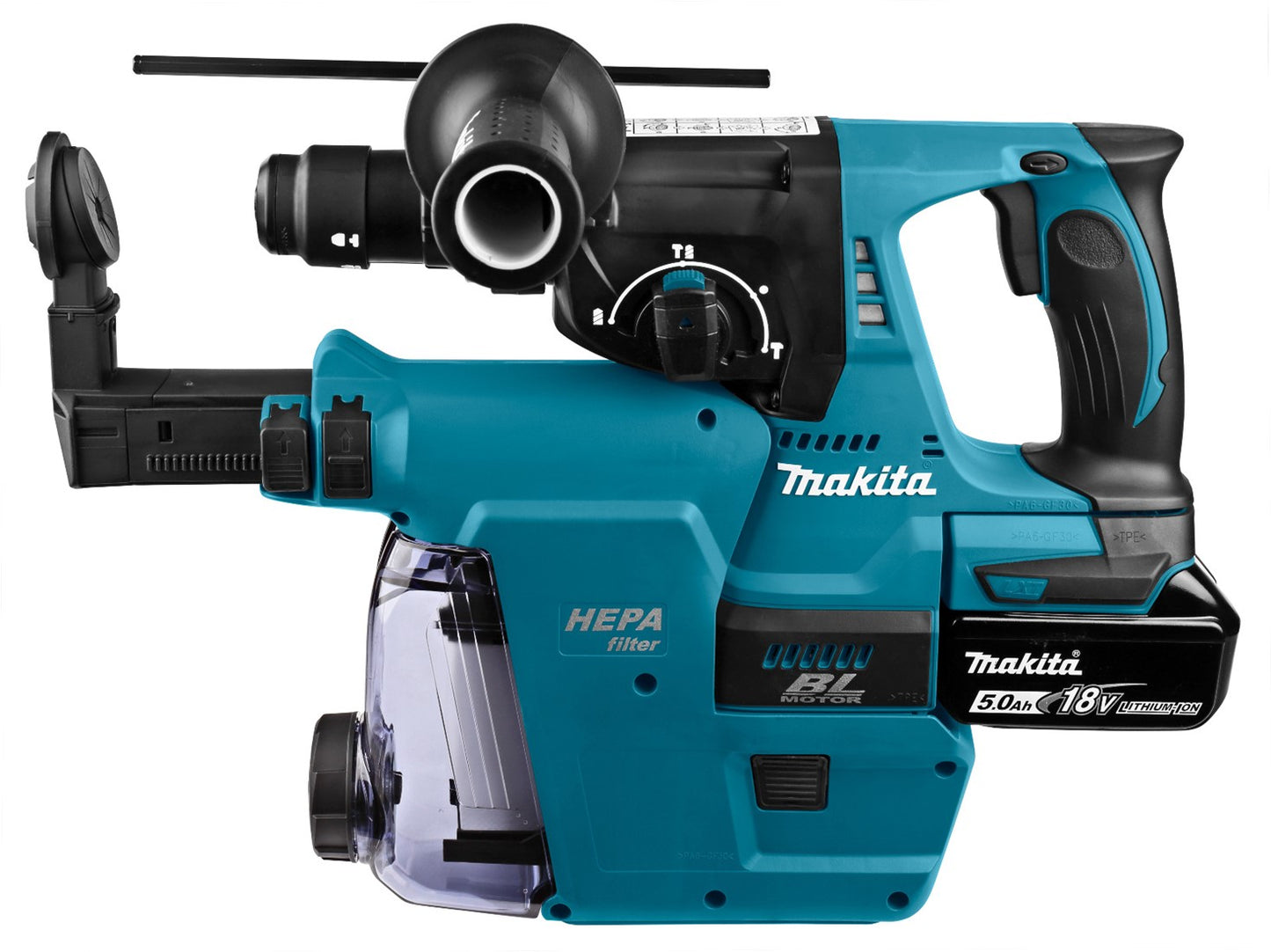 Makita DHR243RTJW Cordless Combi Hammer + Dust Extractor 18V 5.0Ah in Mbox