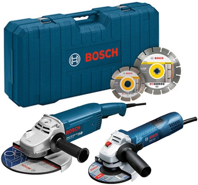 Bosch GWS 22-230 JH Angle grinder 230mm 2200W + GWS 7-125 Angle grinder 125mm 720W + 2x Diamond cutting discs - 0615990H5R