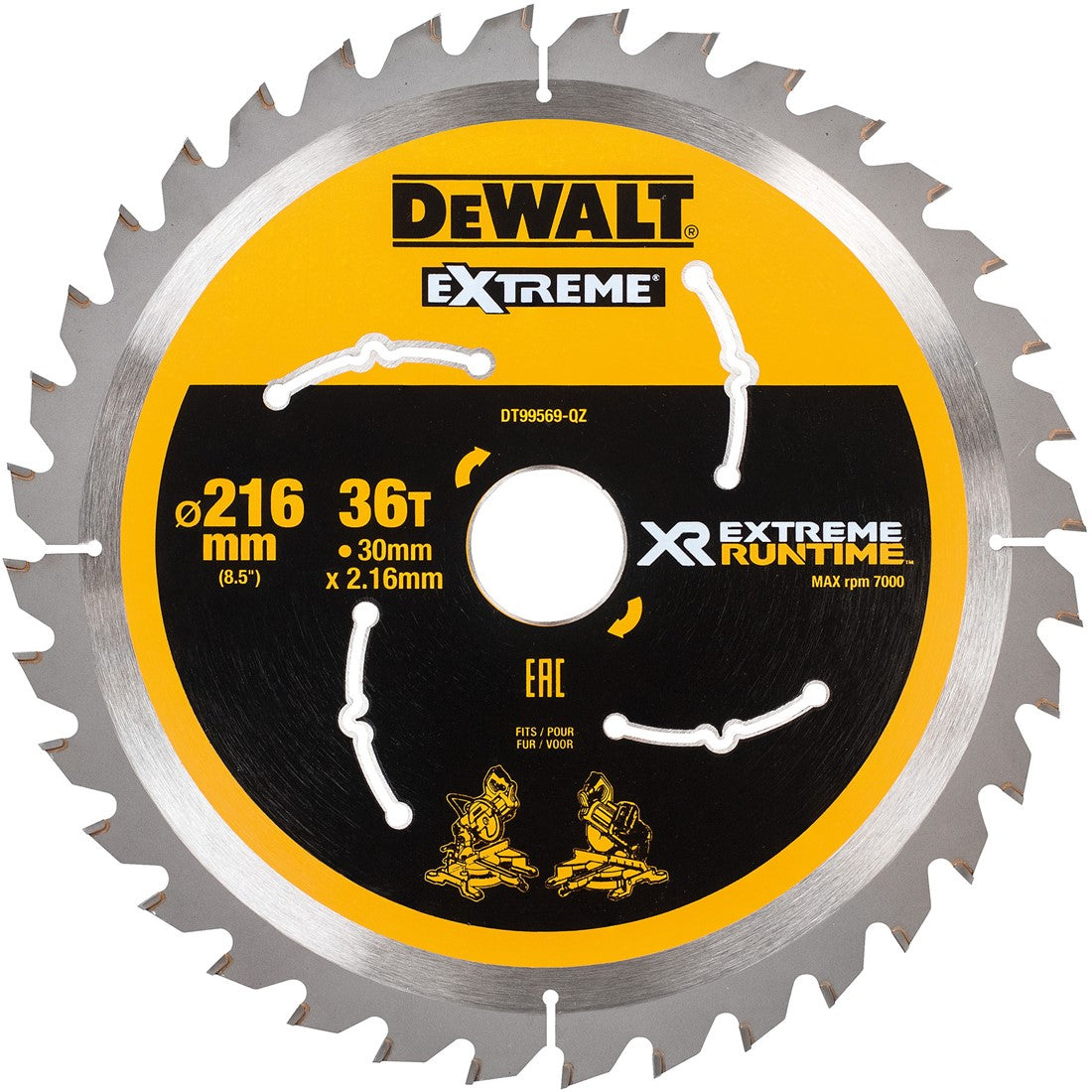 DT99569 XR Cirkelzaagblad 216x30mm 36T