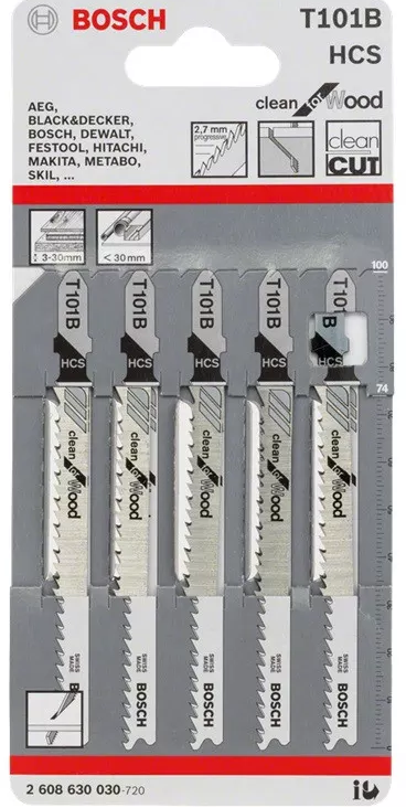 Bosch T 101 B Decoupeerzaagbladen Clean for Wood VE=5 - 2608630030