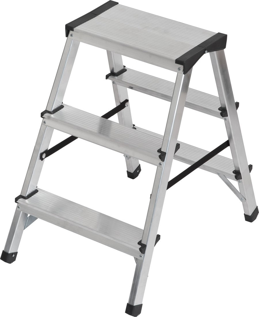 Brennenstuhl Dubbele trapladder aluminium 2x3 sporten Hoogte bok ladder 0,61m
