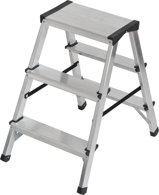 Brennenstuhl Dubbele trapladder aluminium 2x3 sporten Hoogte bok ladder 0,61m