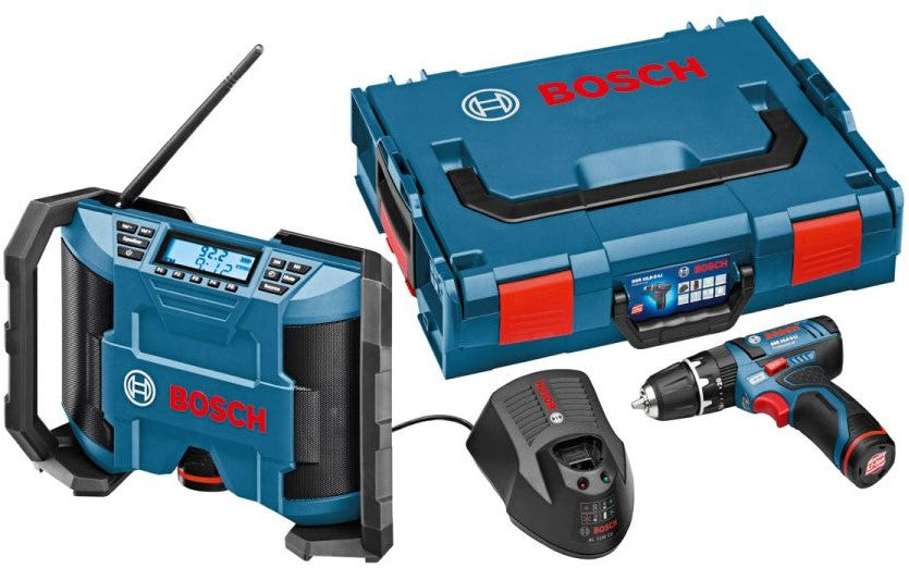 Bosch Blue GPB 12V-10 Radio + GSR 12V-15 Akku-Bohrschrauber/Schraubendreher 12V 2,0Ah Li-Ion