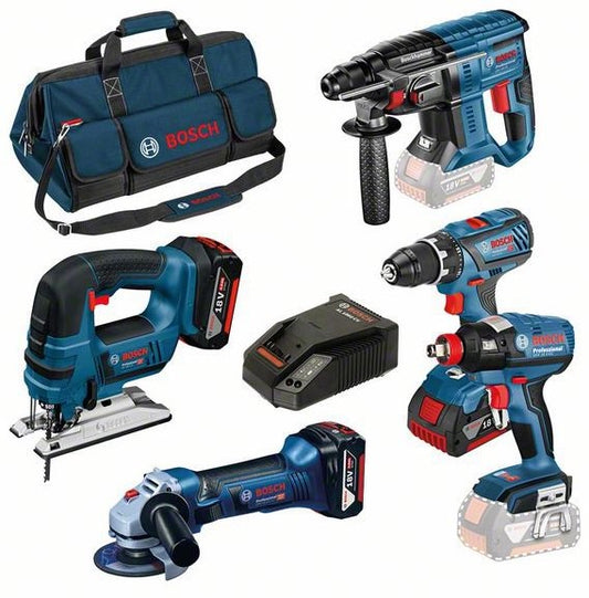 Bosch Blauw Accu Combiset 5 Toolkit 18V 4,0Ah in Tas - 0615990K6L