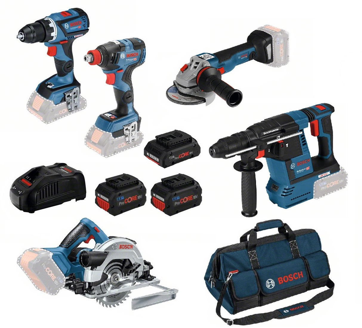 Bosch Blue Battery Combiset 5 Toolkit 18V 1x4.0Ah and 2x8.0Ah in Bag - 0615990L50