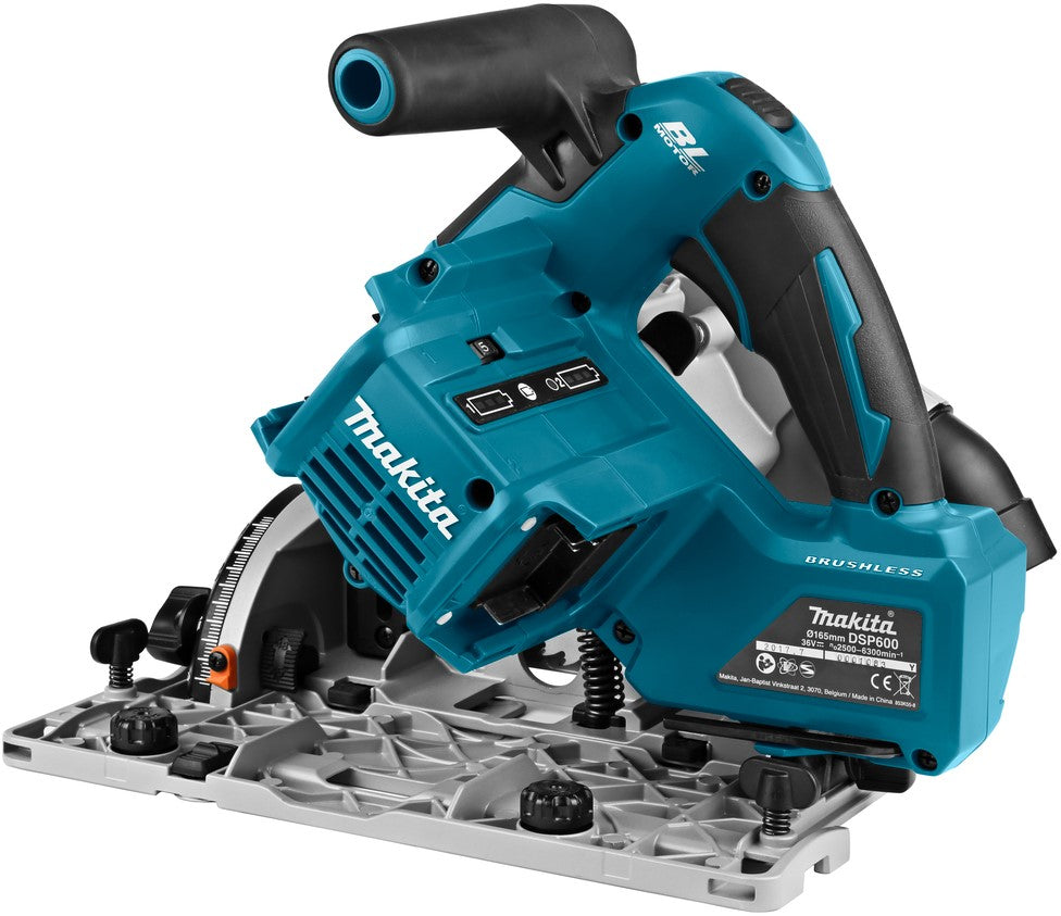 Makita DSP600ZJ2 Accu Invalcirkelzaag 2x18V Losse Body in Mbox met geleiderail en tas