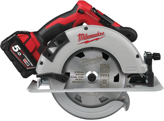 Milwaukee M18 BLCS66-502X Accu Cirkelzaag 190mm voor hout & kunststof 18V 5.0Ah Li-Ion M18™ in HD-Box- 4933464590