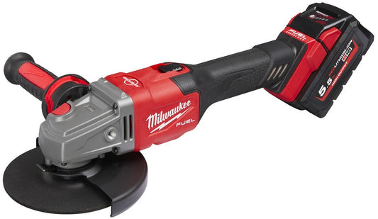 Milwaukee M18 FHSAG125XB-552X Accu Haakse Slijper 125mm met schuifschakelaar 18V 5.5Ah Li-Ion M18 FUEL™ in HD-Box - 4933471079