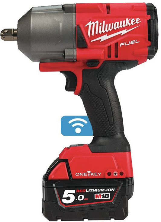 Milwaukee M18 ONEFHIWP12-502X Accu Slagmoersleutel 1/2"" met verende borgpen 18V 5.0Ah Li-Ion M18 FUEL™ ONE-KEY™ in HD-Box - 4933459725