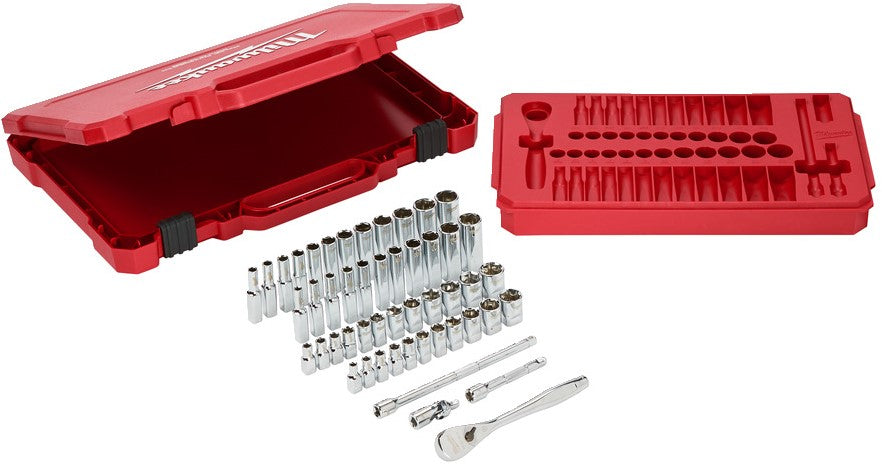 Milwaukee Ratel + doppen set 1/4 50 pc Drive Ratchet. + Dopsleutelset SAE + Metric - 4932464944