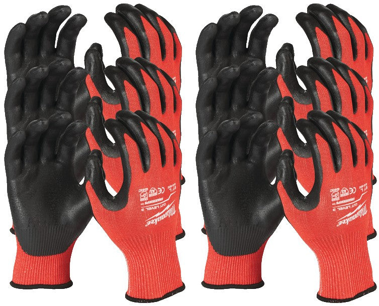 Milwaukee cut class 3 dipped gloves. 12 Pack Cut Level 3 Gloves-XL / 10 - 4932471620