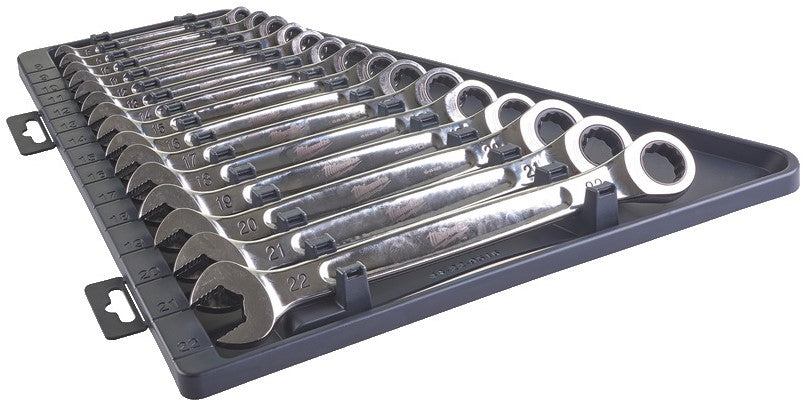 Milwaukee MAX BITE ™ ratelsleutelsets 15 pct Maxbite Ratchet Metric Combinatie Spanner Set - 1 st - 4932464994