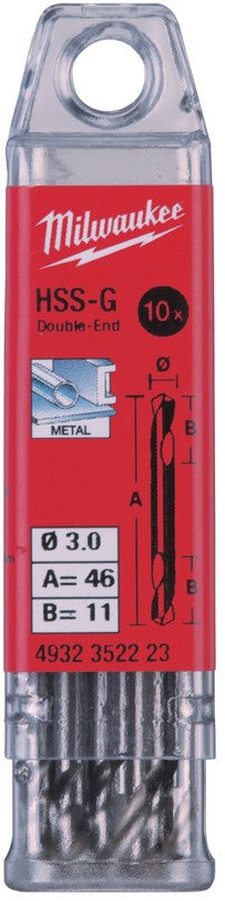 Milwaukee Metal drills HSS-Ground - Double-sided drilling 3.00 x 46-10 pieces - 4932352223