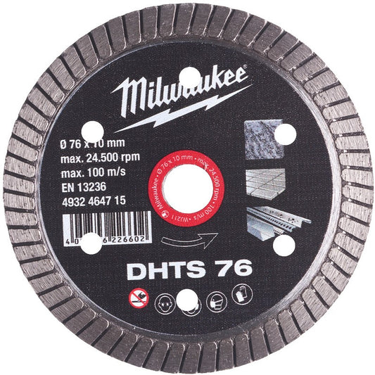 Milwaukee Diamantdoorslijpschijven DHTS DHTs 76 mm - 1pc - 4932464715