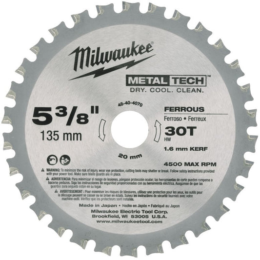 Milwaukee Cirkelzaagbladen voor metaal F 135 x 20 x 30 - 1 st - 48404070