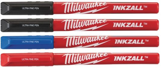 Milwaukee INKZALL™ markers met fijne punt. Inkzall Fine Tip Color Pens - 4 stuks - 48223165