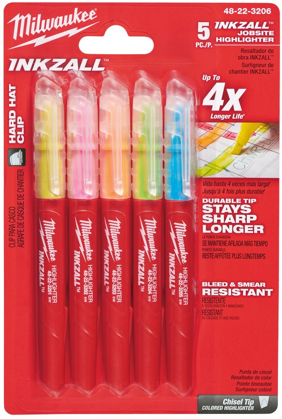 Milwaukee INKZALL™ markeerstiften INKZALL Markeerstiften Colored - 5pc - 48223206