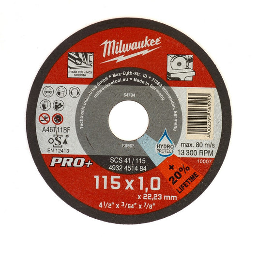 Milwaukee Dunne metaaldoorslijpschijven PRO+ SCS 41/115 x 1 x 22 mm - 4932451484