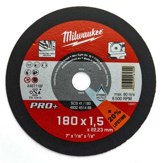 Milwaukee Dunne metaaldoorslijpschijven PRO+ SCS 41/180 x 1,5 x 22 mm - 4932451489