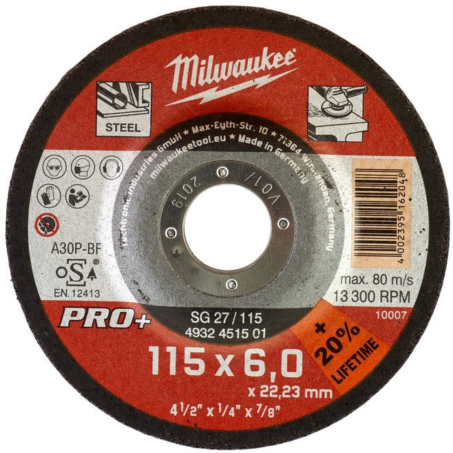 Milwaukee Metaalafbraamschijven PRO+ SG 27/115 x 6 x 22 mm - 25 stuks - 4932451501