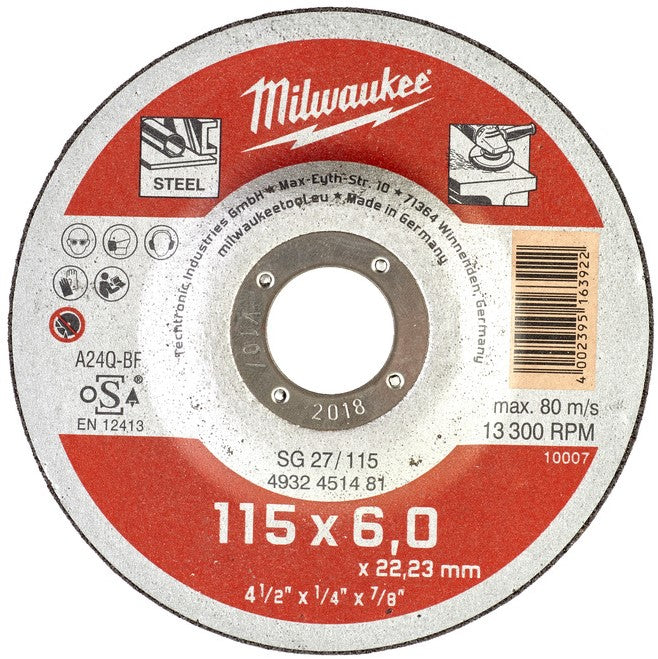 Milwaukee Metaalafbraamschijven, contractor series SG 27/115 x 6 x 22 mm opdrachtnemer series - 25 stuks - 4932451481