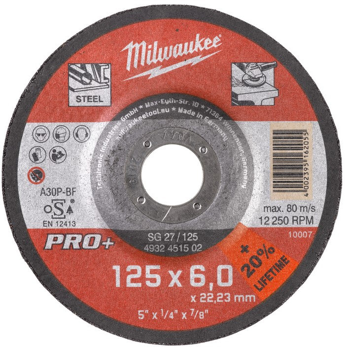 Milwaukee Metallschleifscheiben PRO+ SG 27/125 x 6 x 22 mm - 25 Stück - 4932451502
