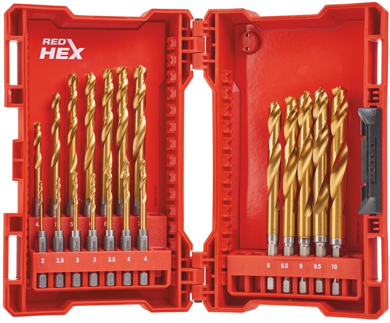 Milwaukee Metal Drill Bit Shockwave HSS-G Tin Red Hex Shockwave HSS-G TiN Red Hex - 19 pc Set - 48894760