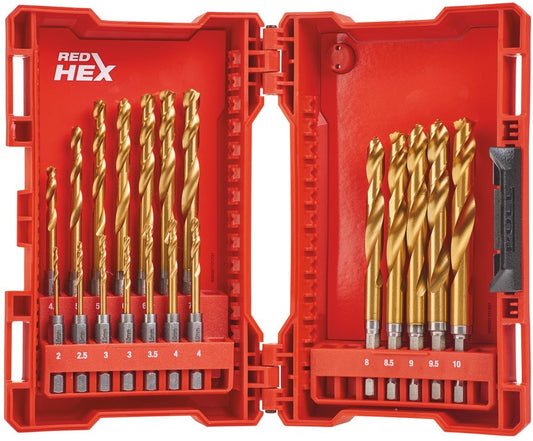 Milwaukee Metallbohrer Shockwave HSS-G Tin Red Hex Shockwave HSS-G TiN Red Hex – 19-teiliges Set – 48894760