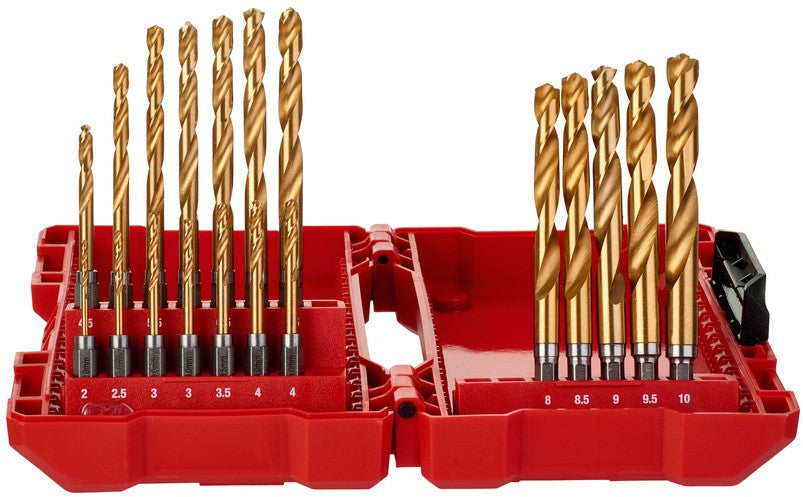 Milwaukee Metal Drill Bit Shockwave HSS-G Tin Red Hex Shockwave HSS-G TiN Red Hex - 19 pc Set - 48894760