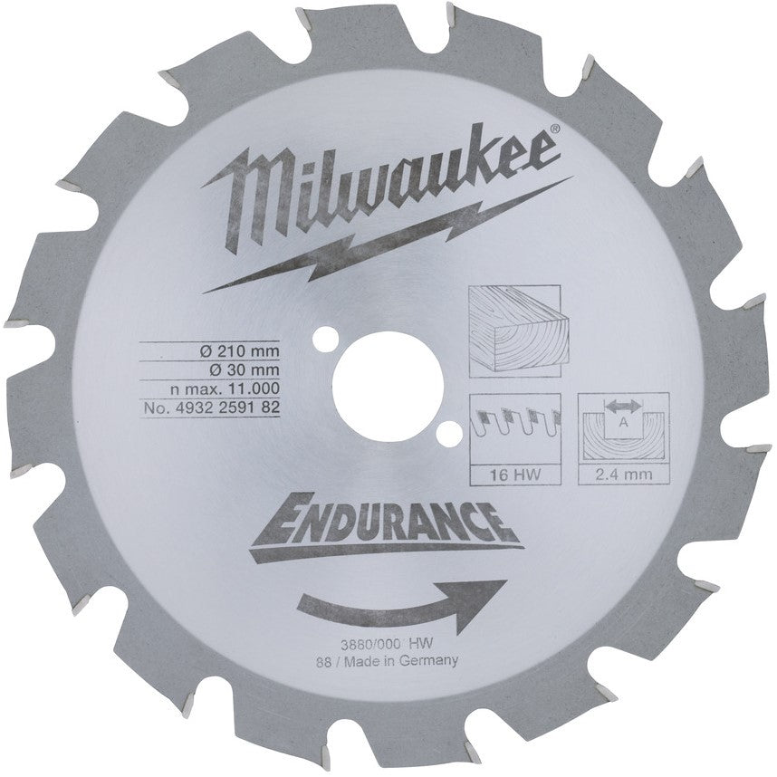 Milwaukee Cirkelzaagbladen voor handgereedschap WCSB 210 x 30 x 16 - 1 st - 4932259182