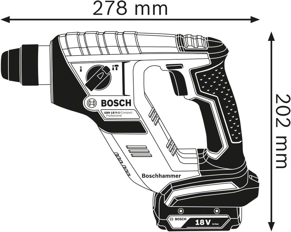 Bosch Professional GBH 18V-LI Compact Akku-Bohrhammer 18V Loose Body - 0611905300