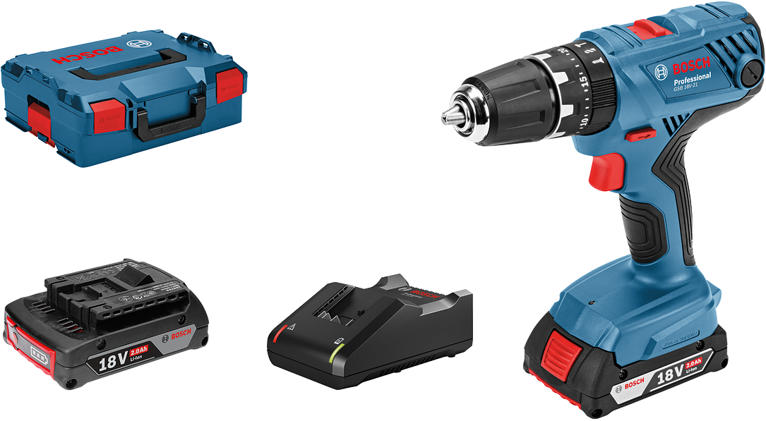 Bosch Professional GSB 18V-21 Cordless Impact Drill 18V 2.0Ah Li-Ion In L-Boxx - 06019H1107